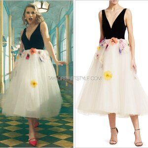 Monique Lhuillier ‘Velvet Bodice Appliqué Tulle Cocktail Dress